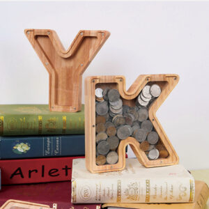 Wood Piggy Coin Money Saving Box For Kids
