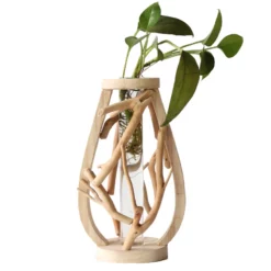 Creative Wooden Vase Decorated Solid Wood Flower Pot