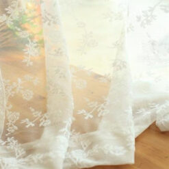 European Yellow Beige Lace Sheer Tulle Curtains