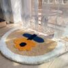 Flocking 3D Floral Design Bathroom Mat