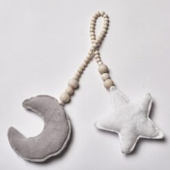 Nordic Style Moon Pentagram Wooden Bead String Ornaments