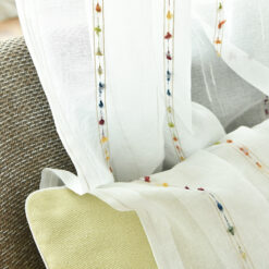 Natural Embroidered White Sheer Curtains