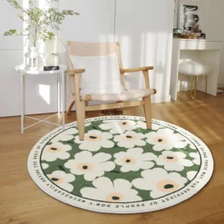 Nordic Round Carpet Living Room Flower Rug