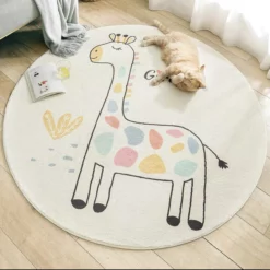 Nordic Round Carpets Giraffe Thick Mat Rugs 80cm