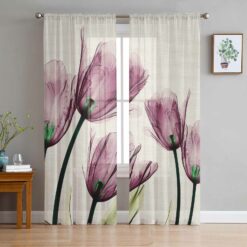 Tulip Flower Curtain Tulle For Living Room