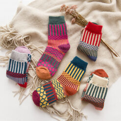 Colorful Euramerican National Wind-Flowers Cotton Sock
