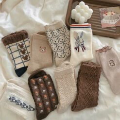 New 2023 Vintage LolitaSocks Set Cartoon Butterfly Mid-Tube Women's Socks Funny Cute Girl Autumn Fashion Kawai Fashion Socks
