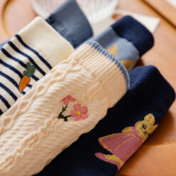 Retro Embroidery Cute Cartoon Striped Socks