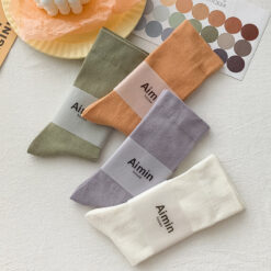 Women Socks Candy Color Cotton Long Socks
