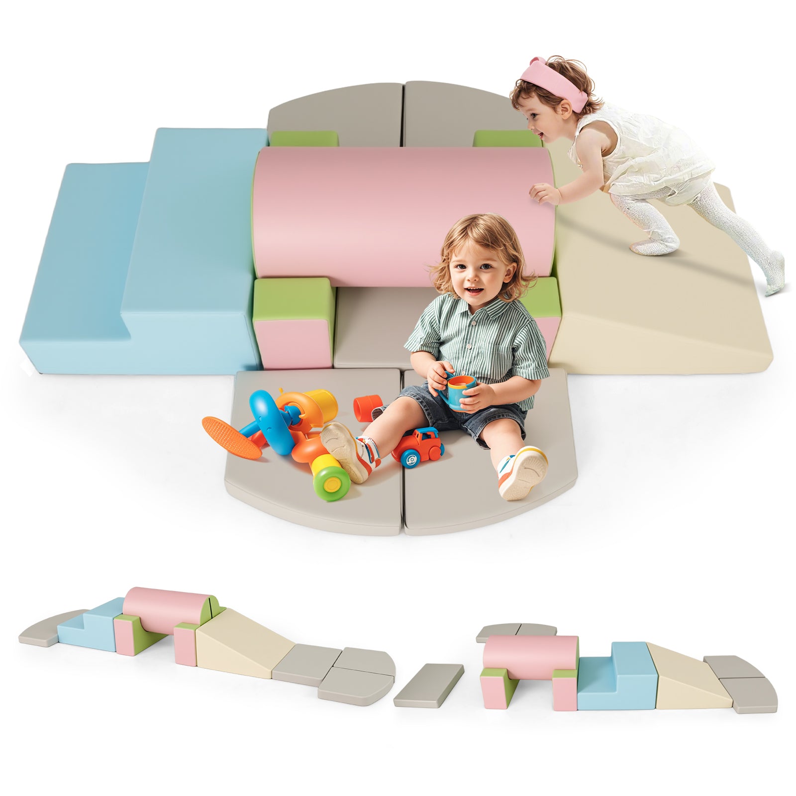 10-Piece Foam Climbing Toys for Toddlers, Soft Foam PU Leather Building Blocks for Kids 1-3 Years Old