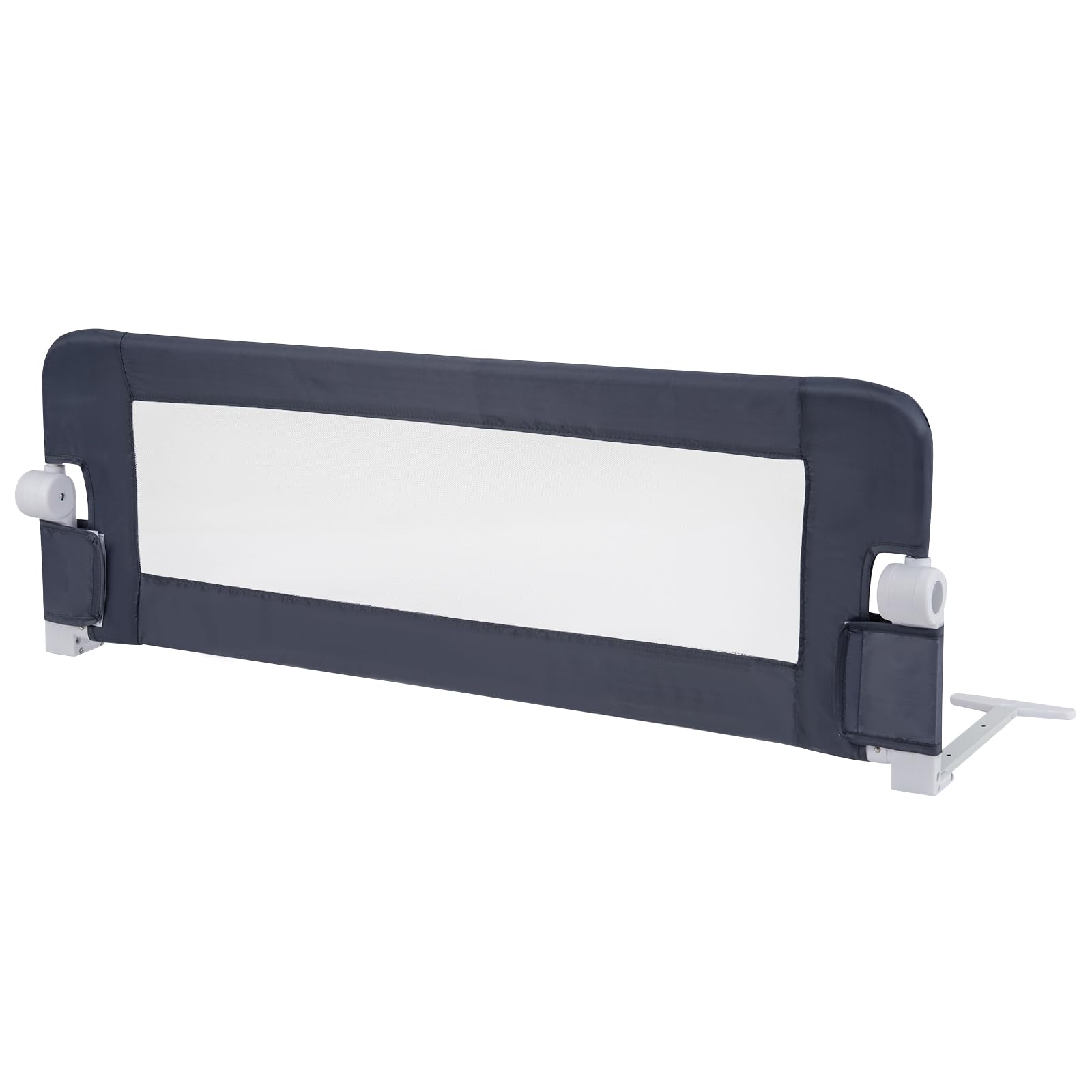  120*42.5 cm Bed Rail Guard for Toddlers, Universal Baby Fold Down Bed Rail w/Adjustable Safety Strap & Breathable Mesh