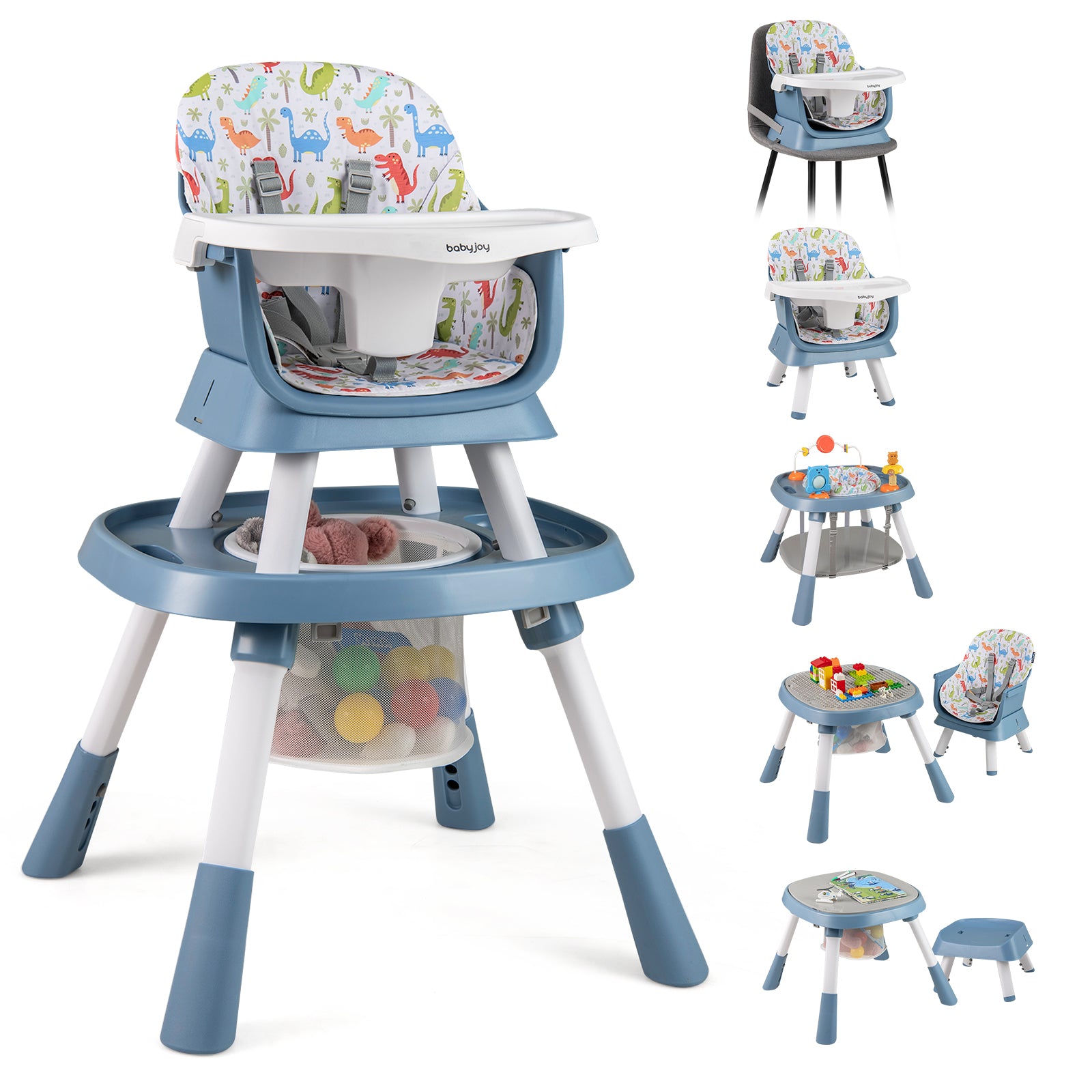 16-in-1 Baby High Chair, Convertible Highchair for Babies and Toddlers with Activity Center