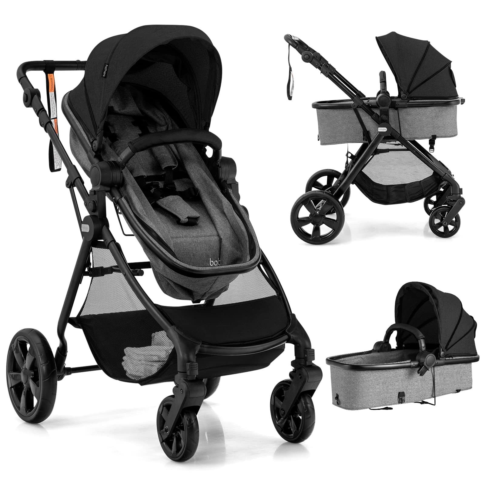  2 in 1 High Landscape Baby Stroller, Convertible Baby Pram Jogger