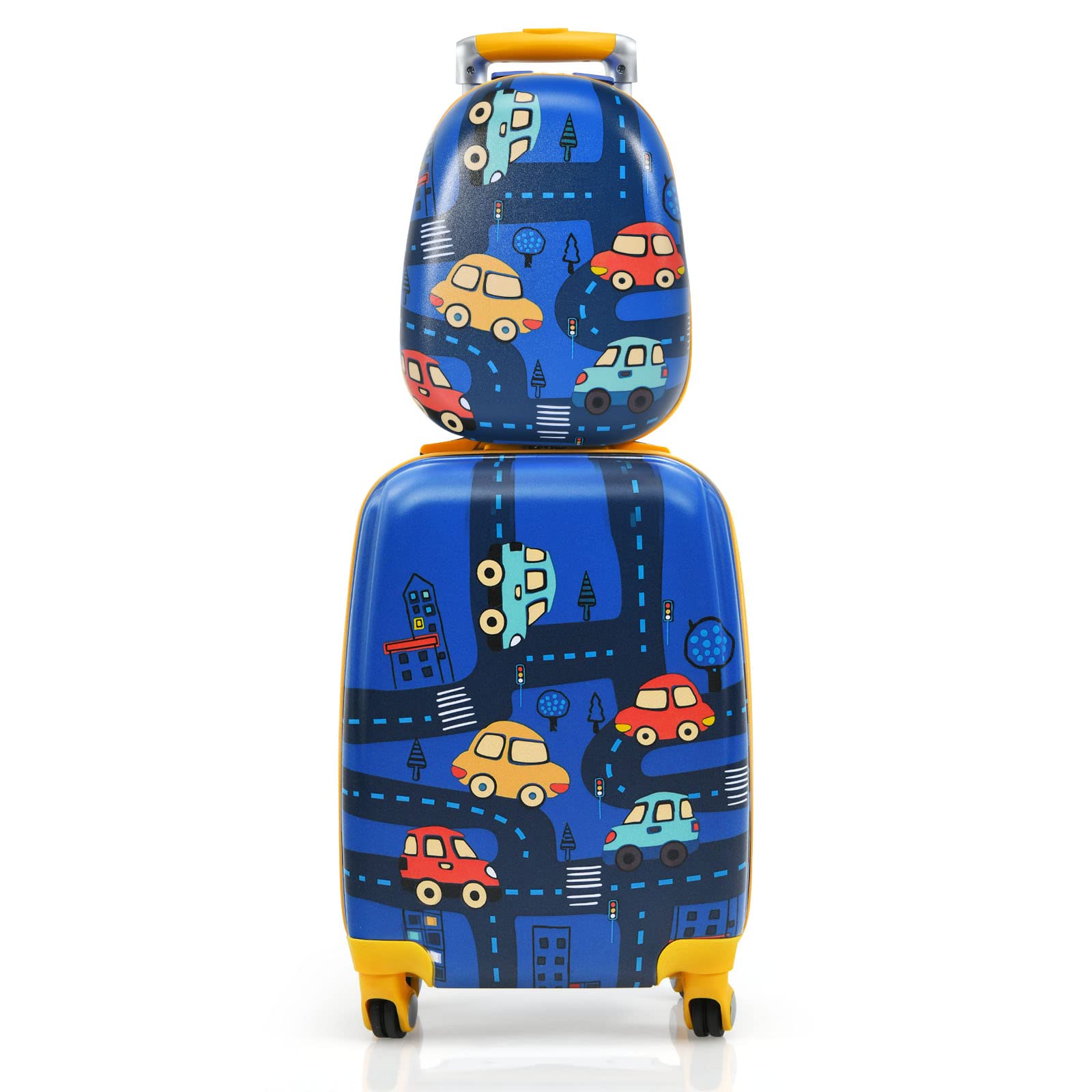  2 PCS Kids Luggage Set, 13" & 18" Kids Carry On Suitcase Set, Children Travel Rolling Trolley Suitcase