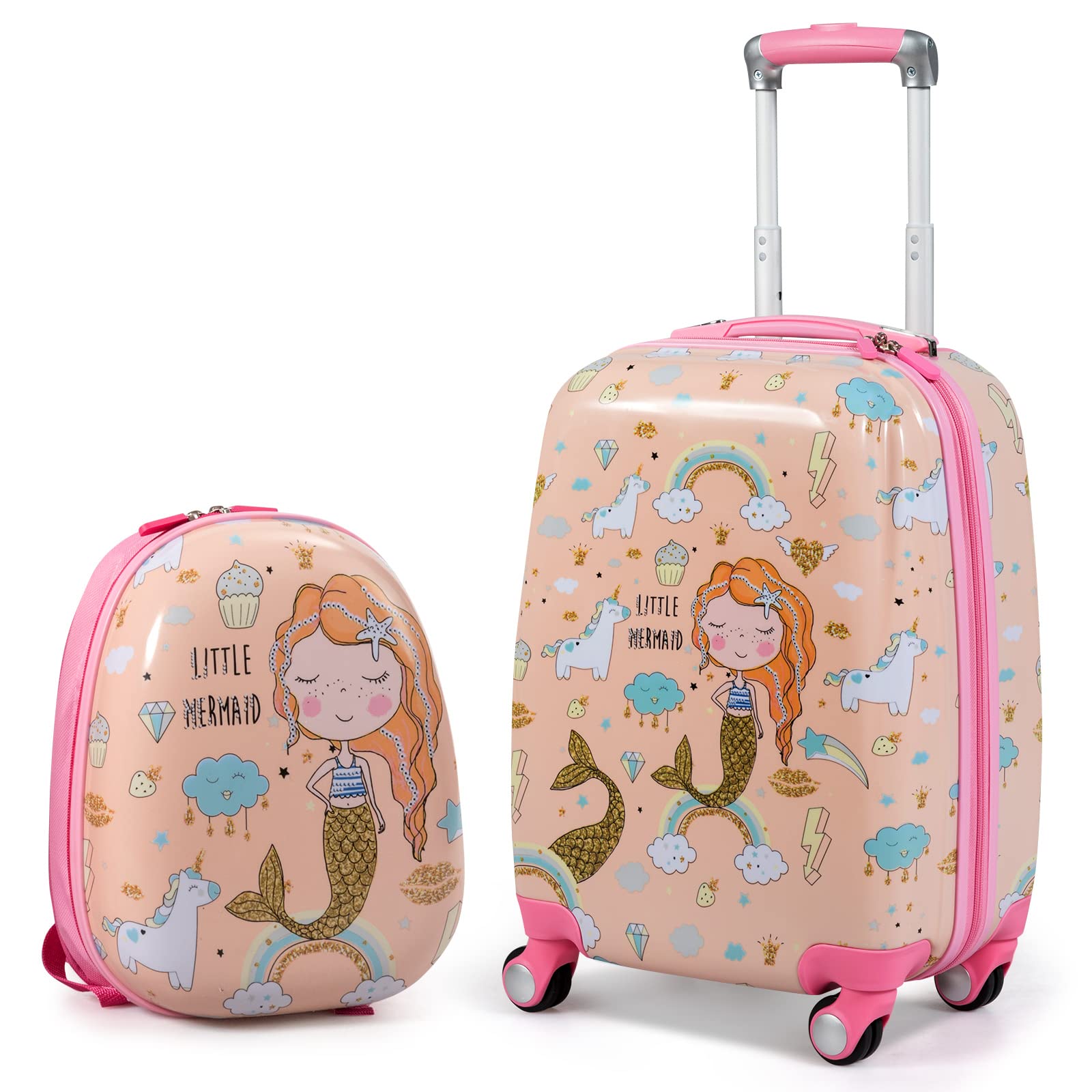  2 Pieces Kids Luggage Set, Children Hard Shell Travelling Case