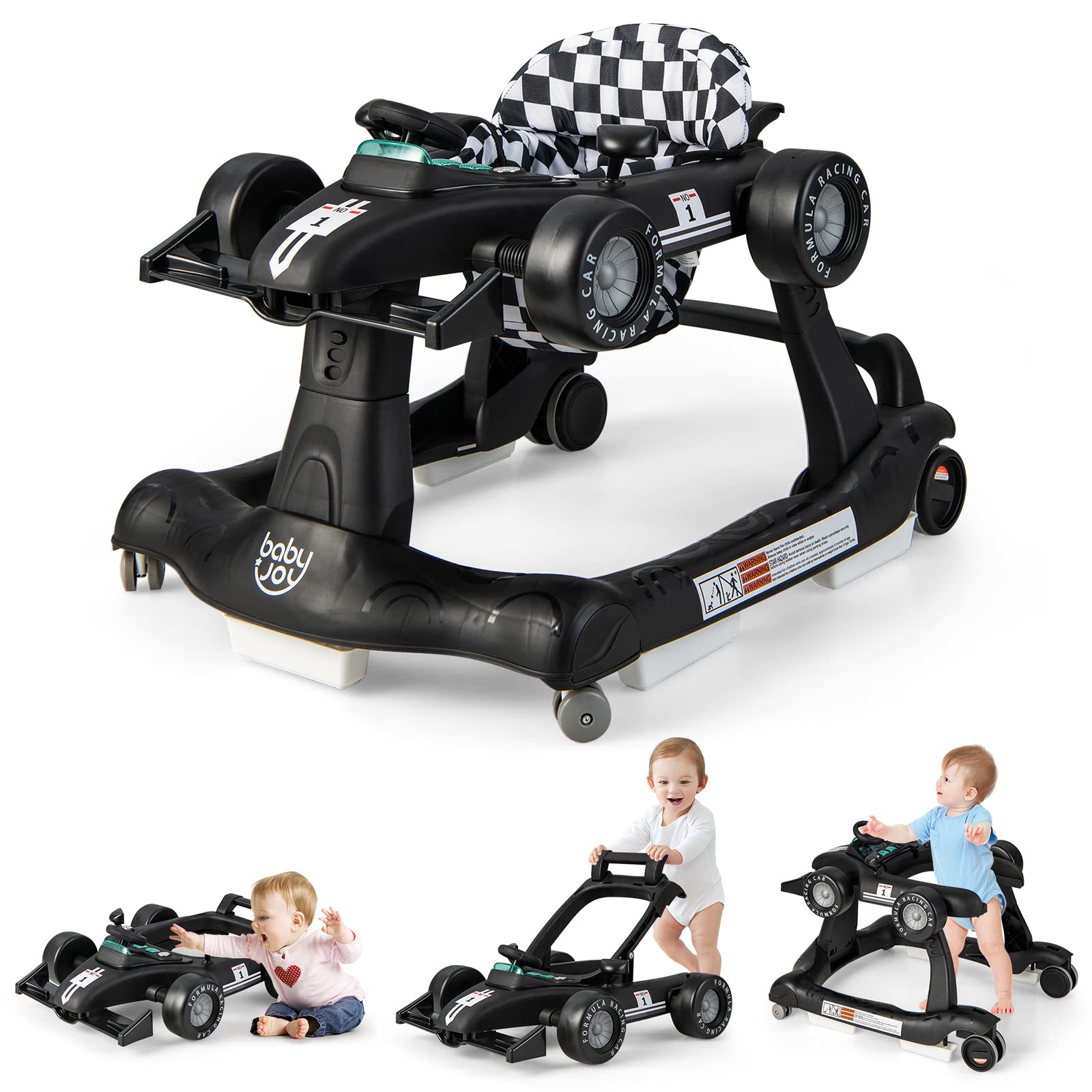  4-in-1 Baby Walker, Foldable Activity Car Baby Walker