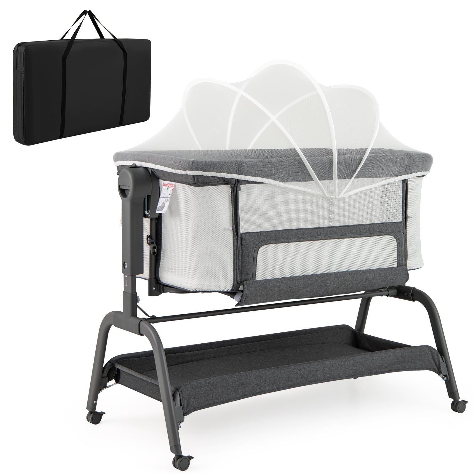  4 in 1 Rocking Baby Bassinet, Newborn Infant Bedside Sleeper