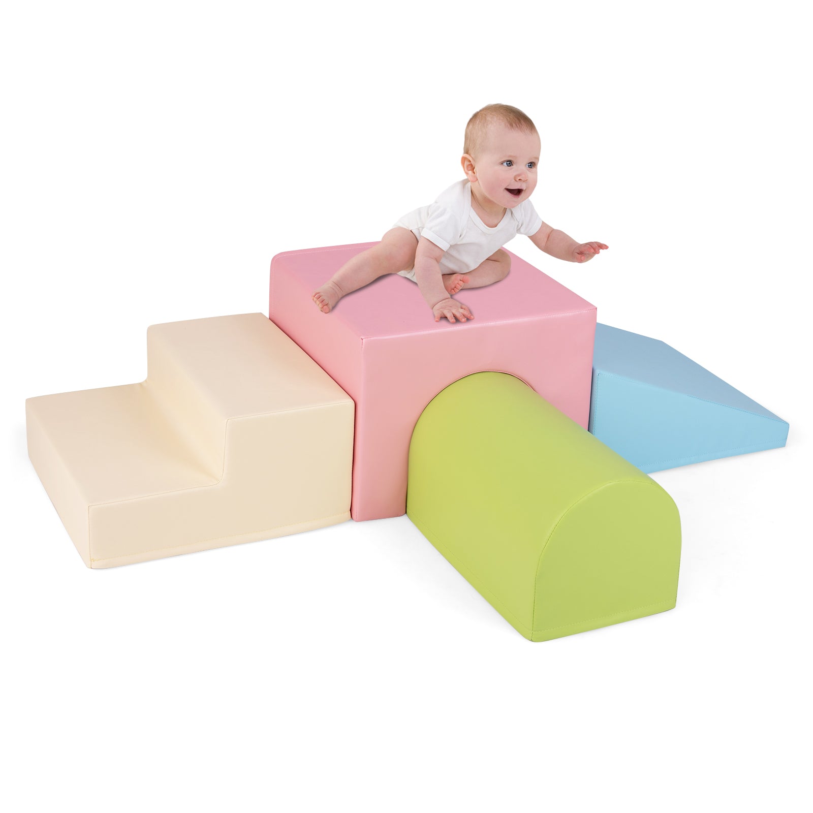  4-Piece Kids Climb and Crawl Foam Block Play Set, Toddler Soft Building Blocks