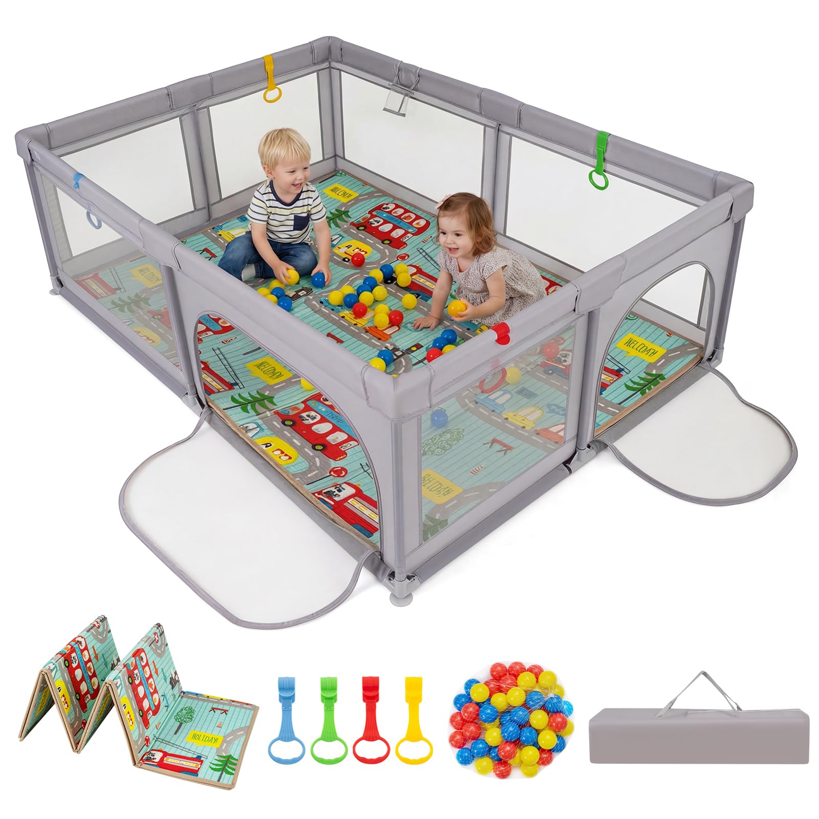 Baby Playpen with Foldable Mat for Infants and Toddlers