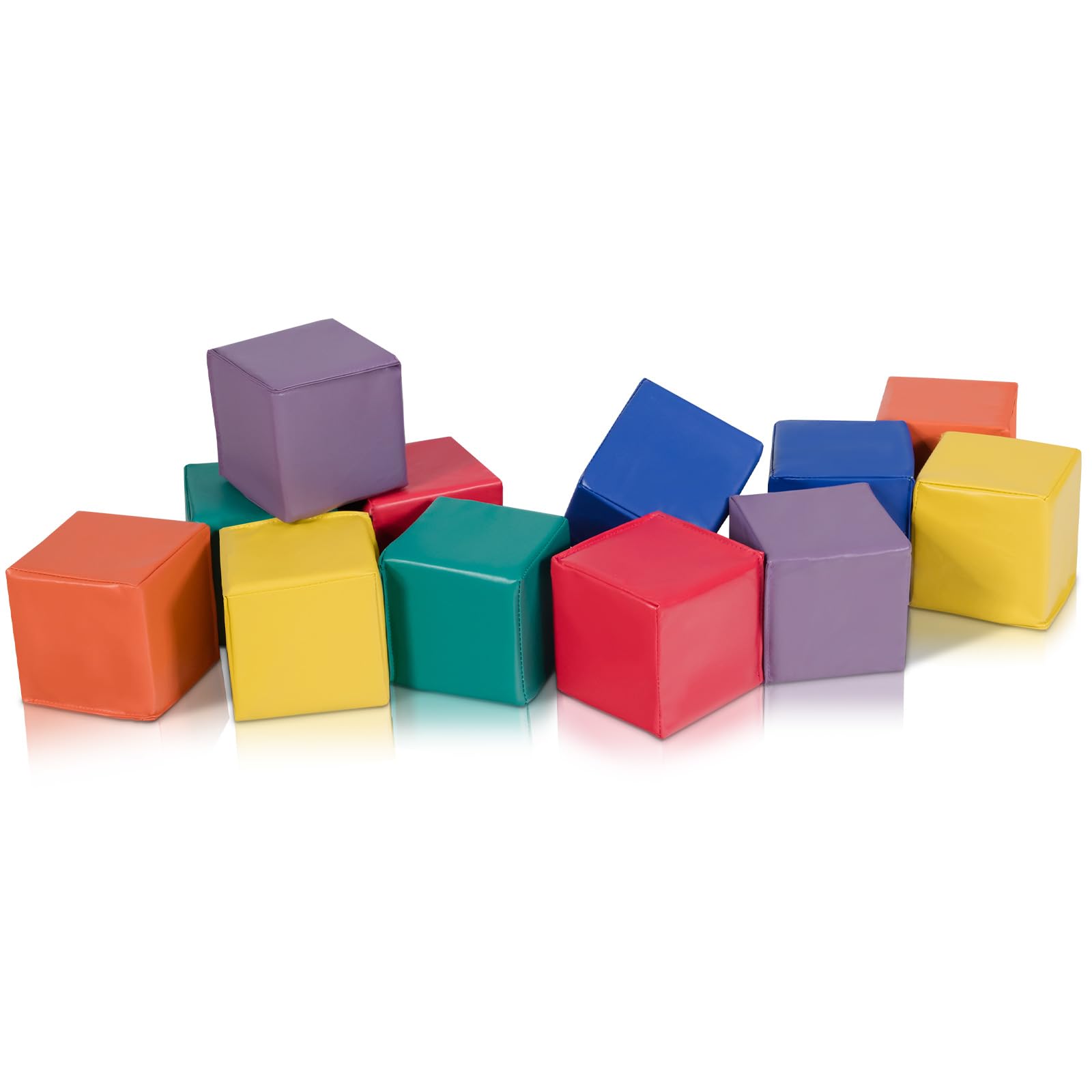  Foam Building Blocks, 12-Piece 14 CM Colorful Stacking Climbing Foam Cubes Play Set for Kids