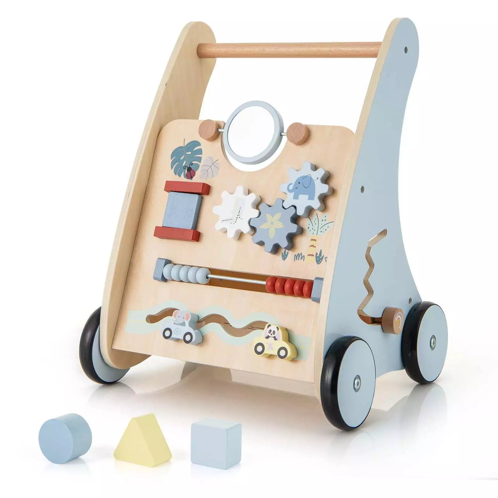  Wooden Baby Walker Push & Pull Walker Montessori Multi-Activity Center